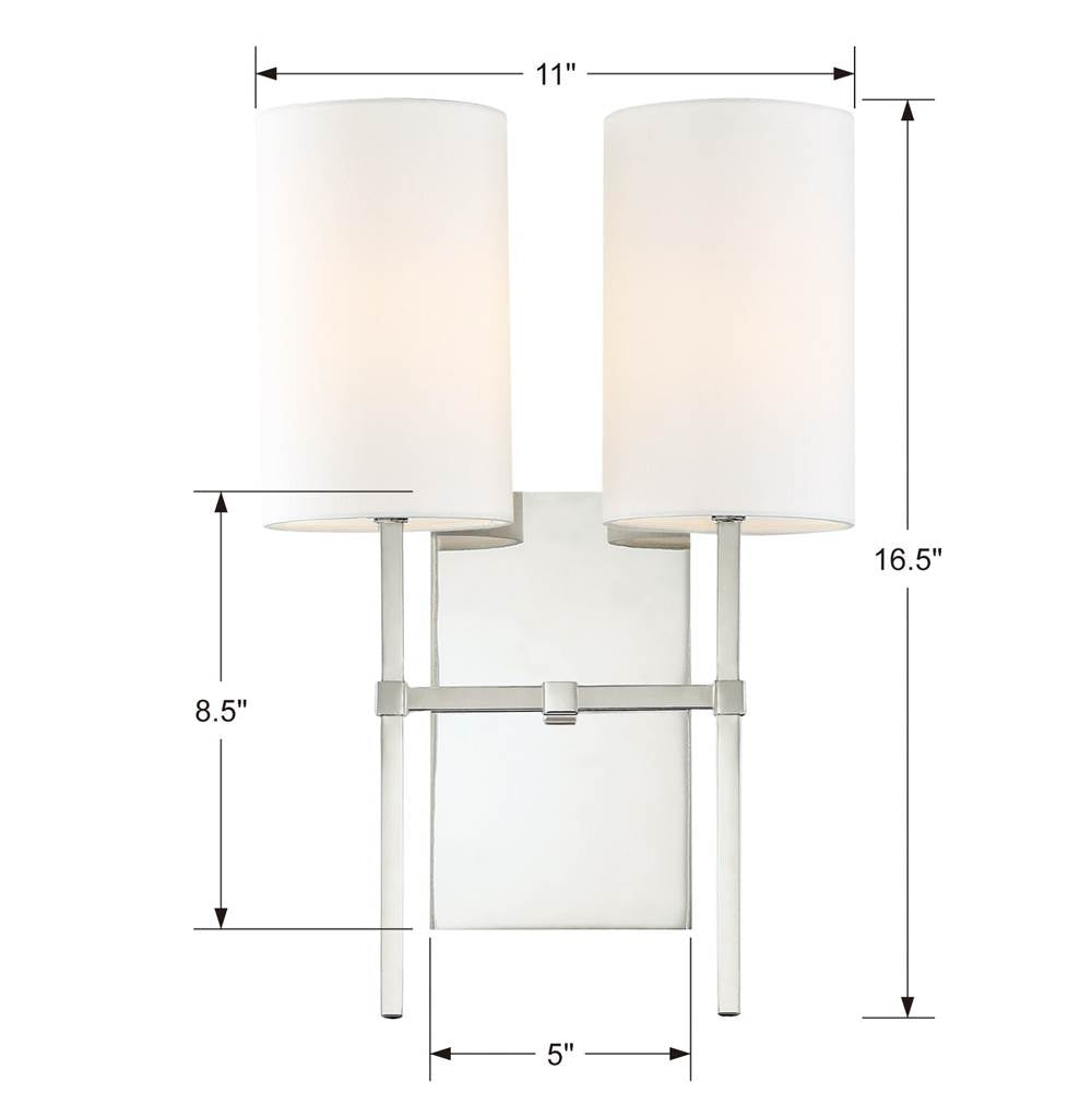 Crystorama VER-242-PN Polished Nickel Veronica 2 Light Polished Nickel Wall Mount Image 2