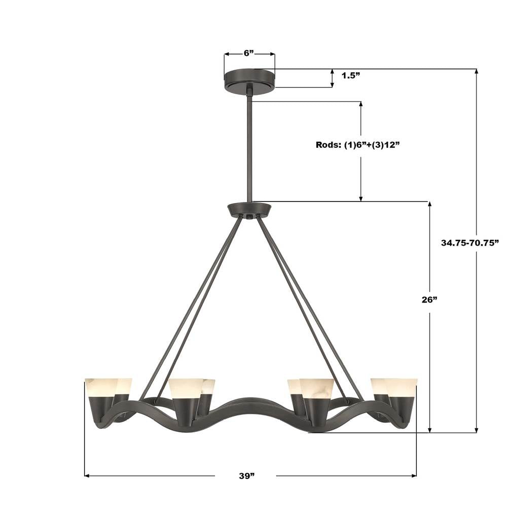 Crystorama VNC-6508-NB Bronze Noir Vance 39'' Integrated Led Bronze Noir Chandelier Image 3
