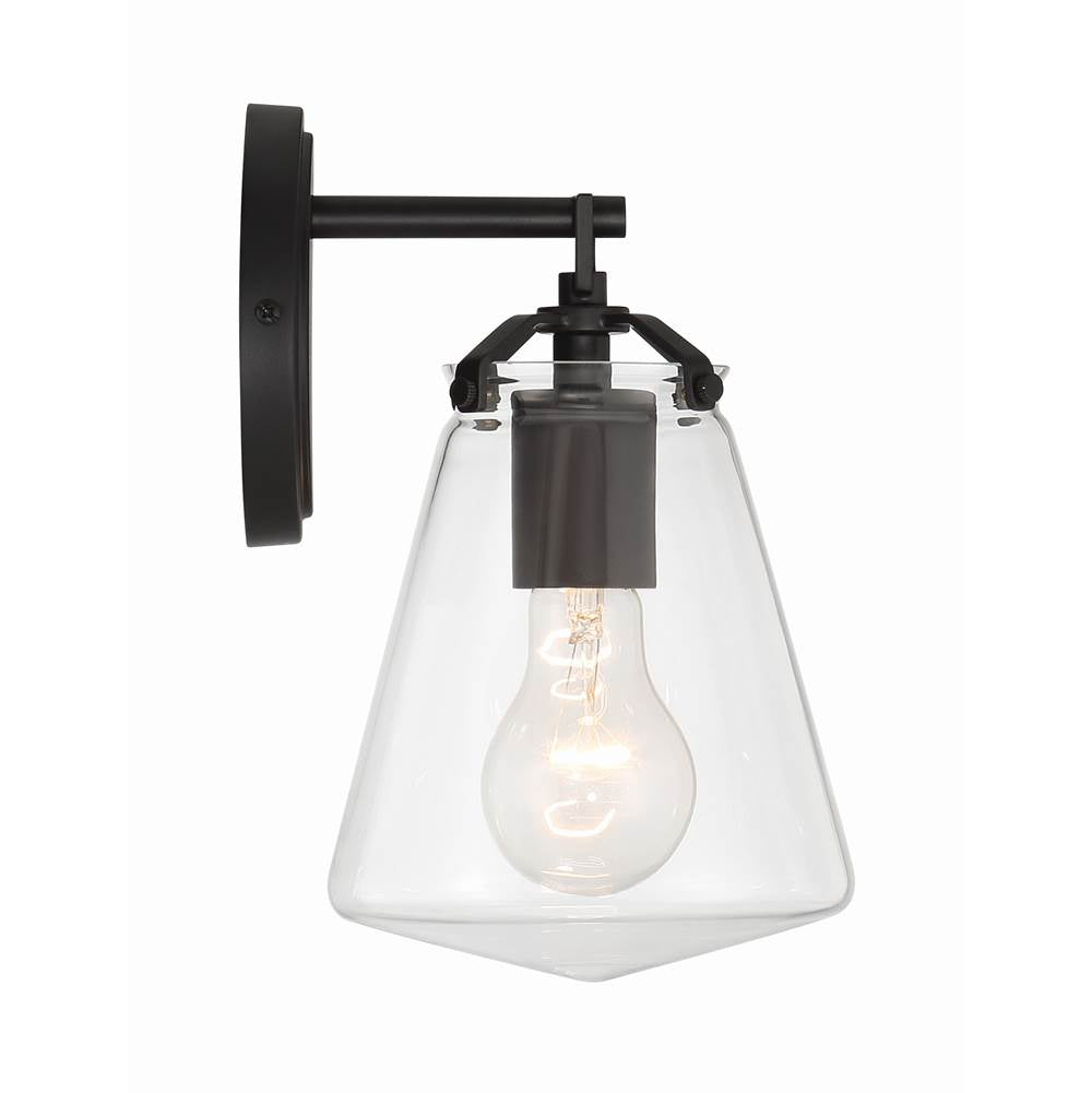 Crystorama VSS-7001-MK Matte Black Voss 1 Light Matte Black Sconce Image 2
