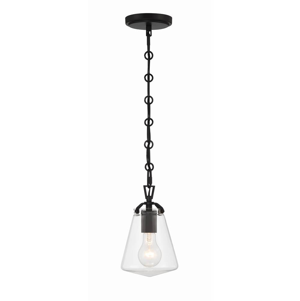 Crystorama VSS-7002-MK Matte Black Voss 1 Light Matte Black Mini Pendant Image 4