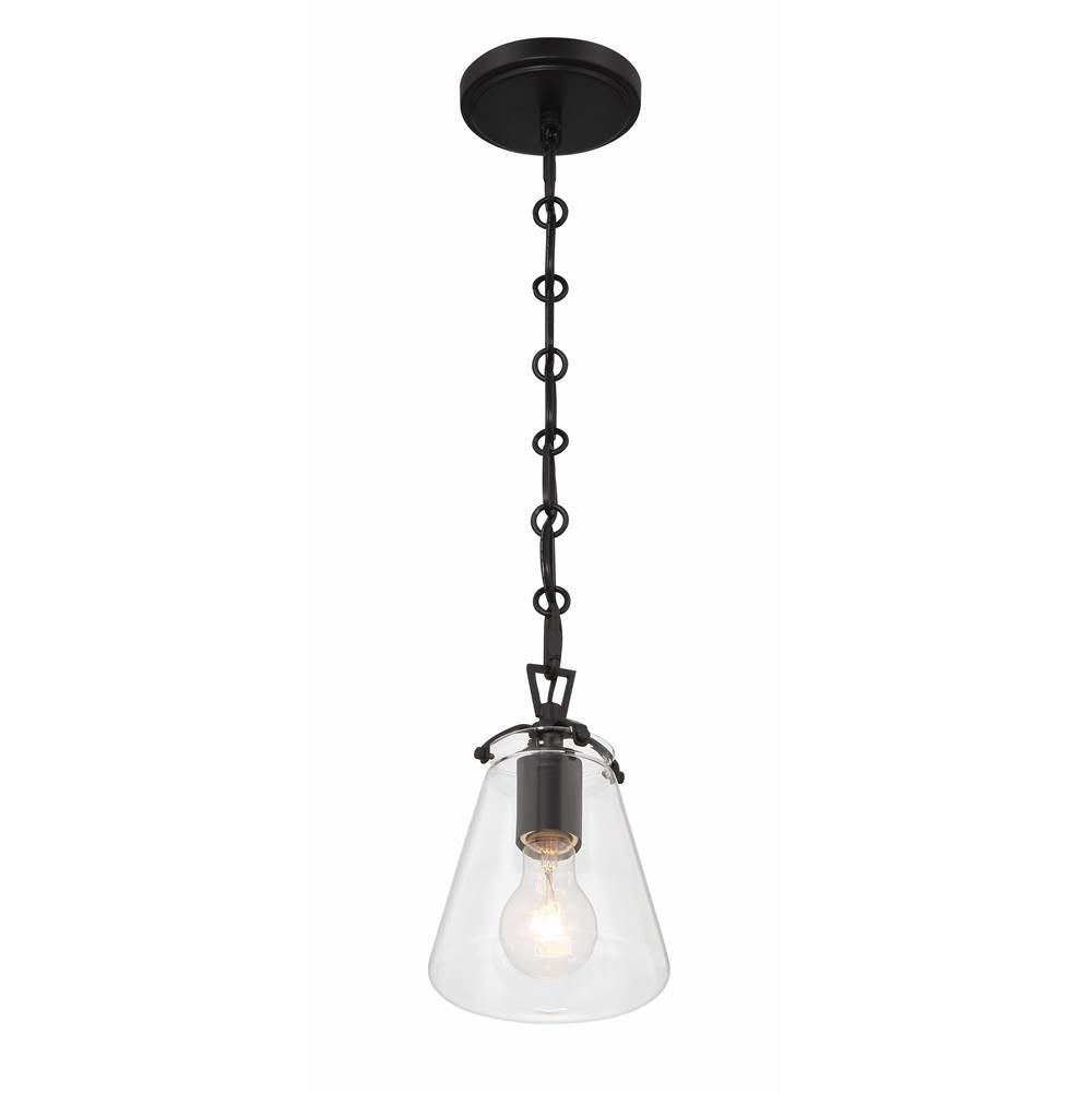 Crystorama VSS-7002-MK Matte Black Voss 1 Light Matte Black Mini Pendant Image 3