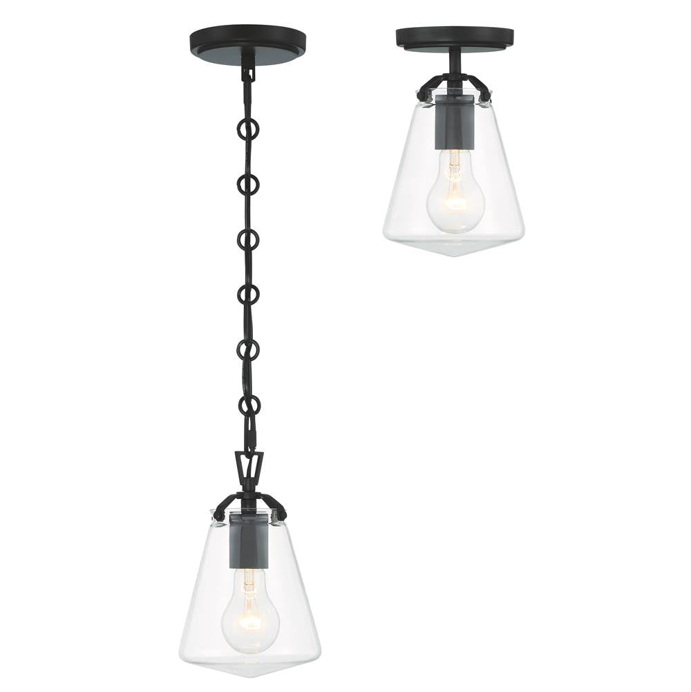 Crystorama VSS-7002-MK Matte Black Voss 1 Light Matte Black Mini Pendant Image 2