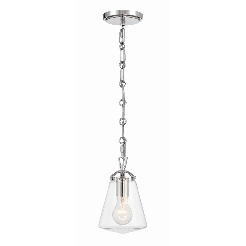 Crystorama VSS-7002-PN Polished Nickel Voss 1 Light Polished Nickel Mini Pendant Image 4
