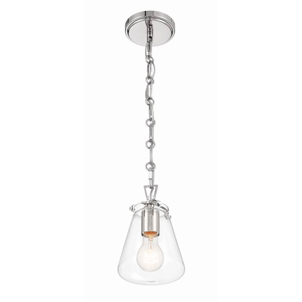 Crystorama VSS-7002-PN Polished Nickel Voss 1 Light Polished Nickel Mini Pendant Image 3