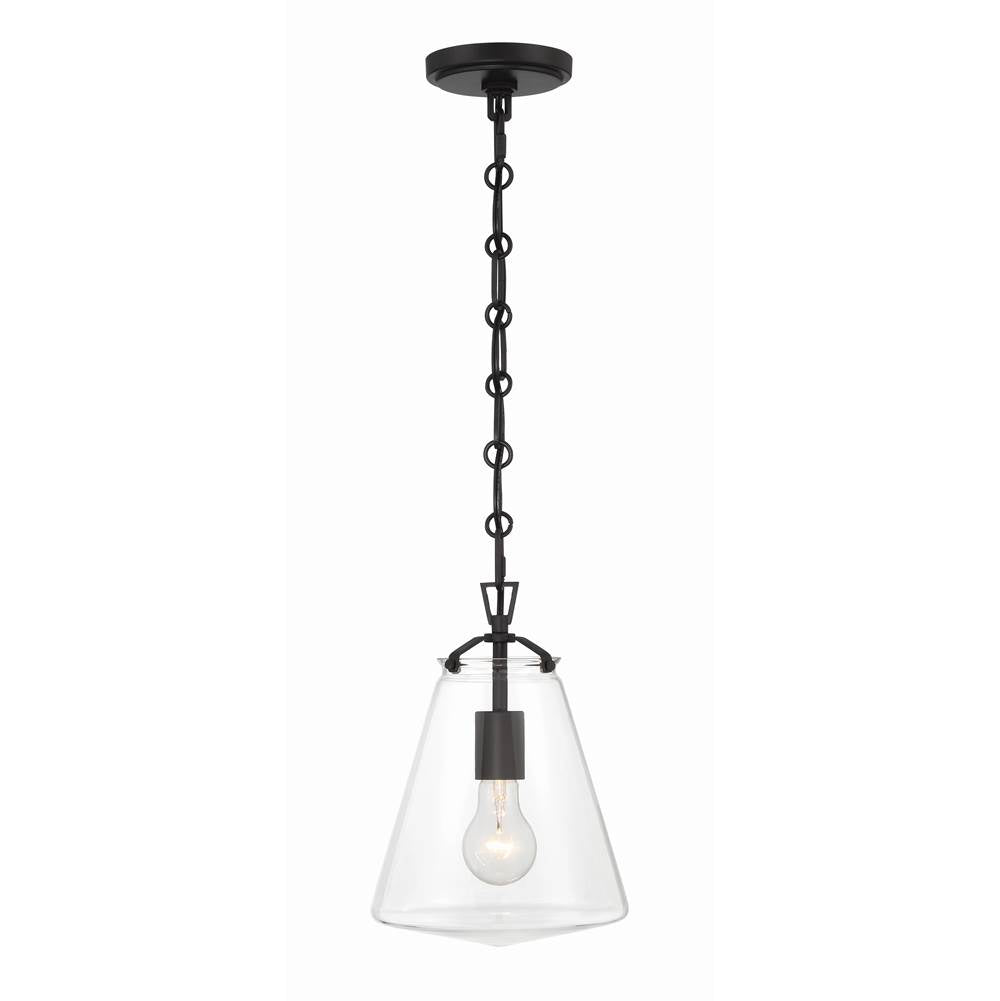 Crystorama VSS-7003-MK Matte Black Voss 1 Light Matte Black Mini Pendant Image 3