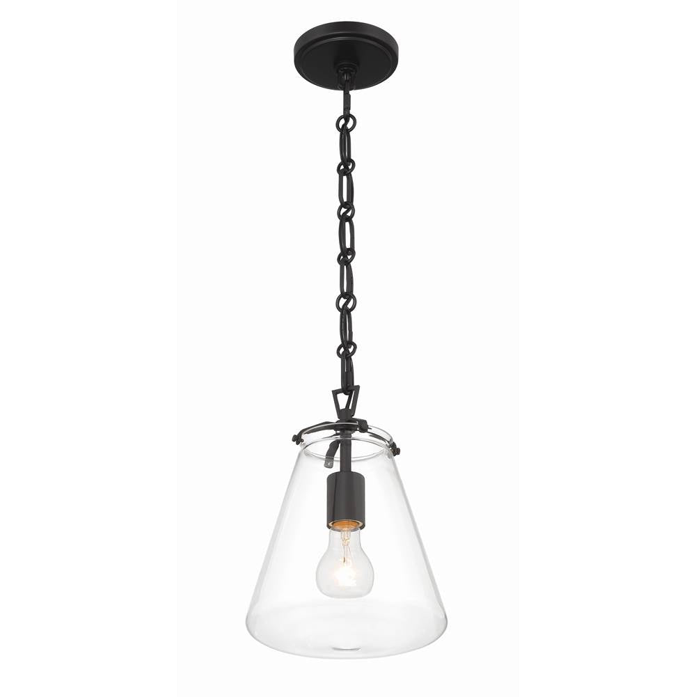 Crystorama VSS-7003-MK Matte Black Voss 1 Light Matte Black Mini Pendant Image 2