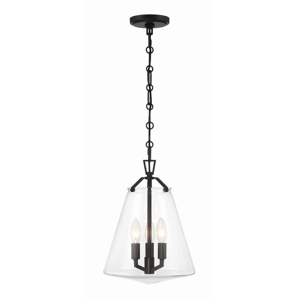 Crystorama VSS-7004-MK Matte Black Voss 3 Light Matte Black Mini Chandelier Image 3