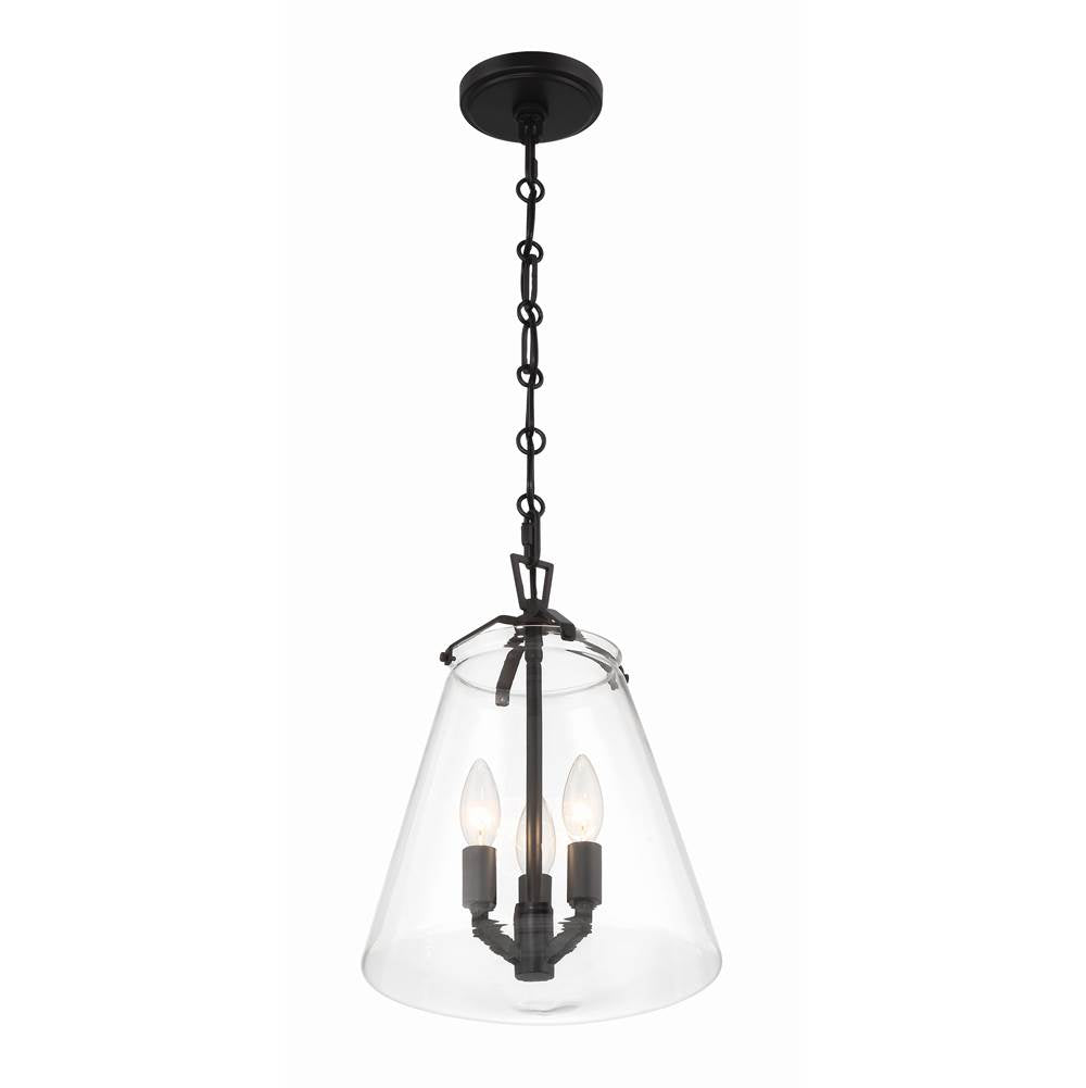 Crystorama VSS-7004-MK Matte Black Voss 3 Light Matte Black Mini Chandelier Image 2