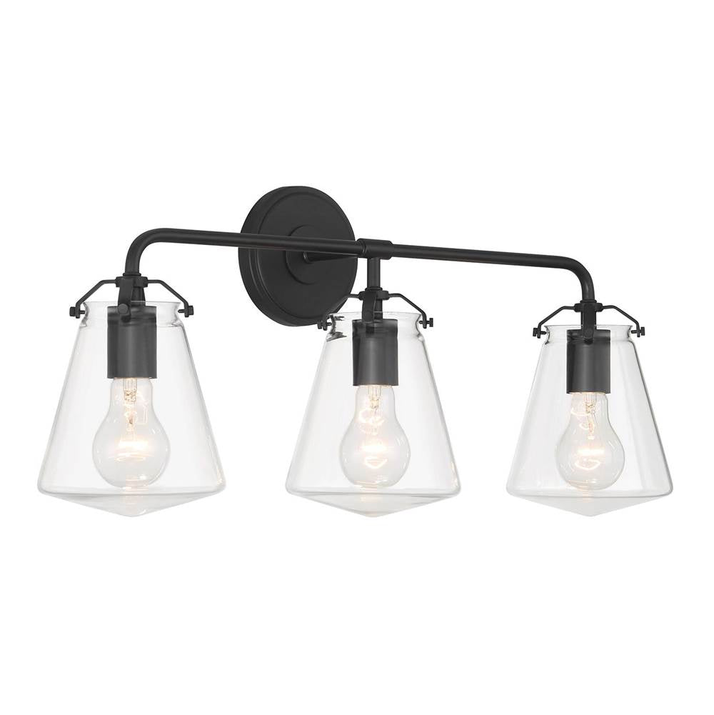 Crystorama VSS-7013-MK Matte Black Voss 3 Light Matte Black Bathroom Vanity Image 5