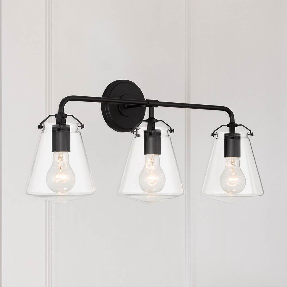 Crystorama VSS-7013-MK Matte Black Voss 3 Light Matte Black Bathroom Vanity Image 2