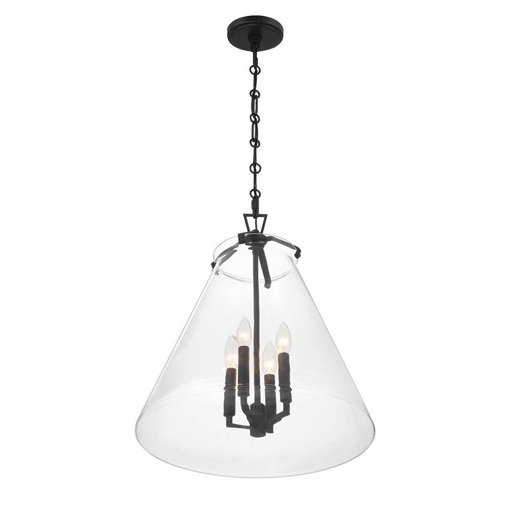 Crystorama VSS-7018-MK Matte Black Voss 4 Light Matte Black Pendant Image 4