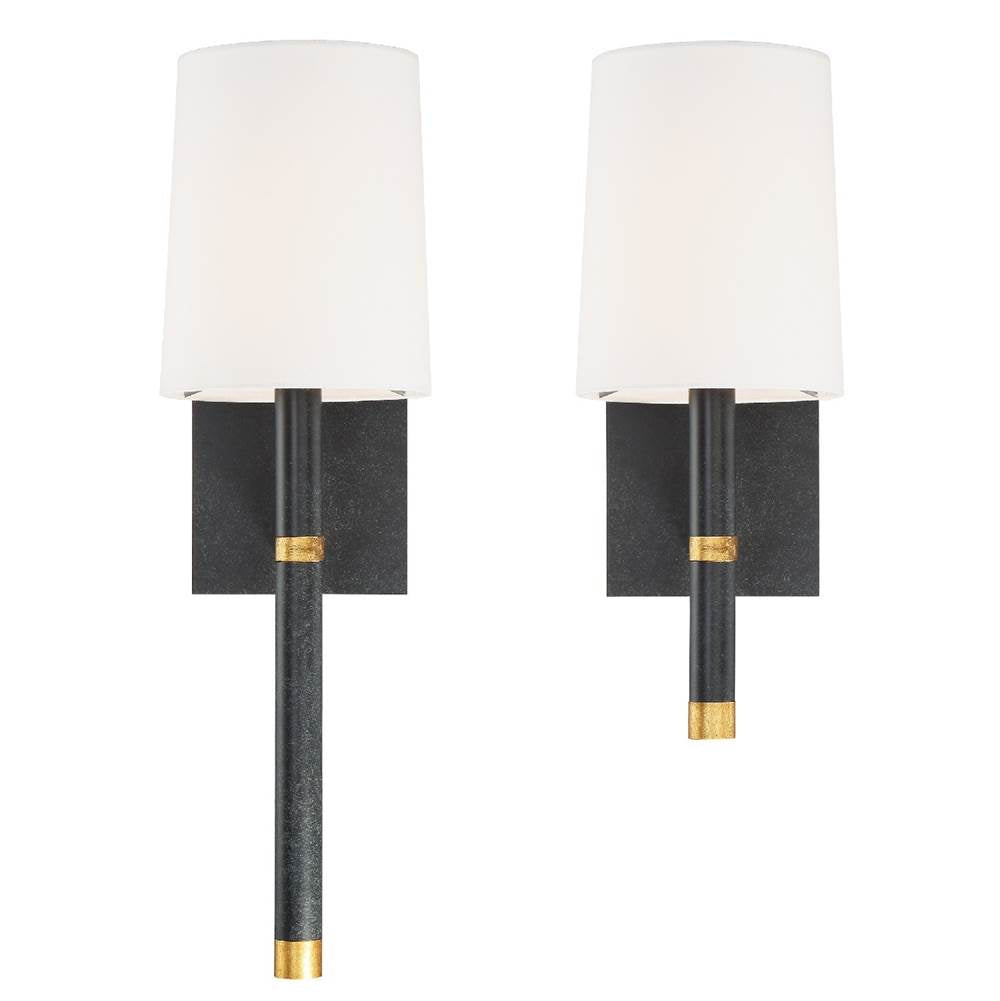 Crystorama Weston 1 Light Black  Plus  Antique Gold Wall Mount