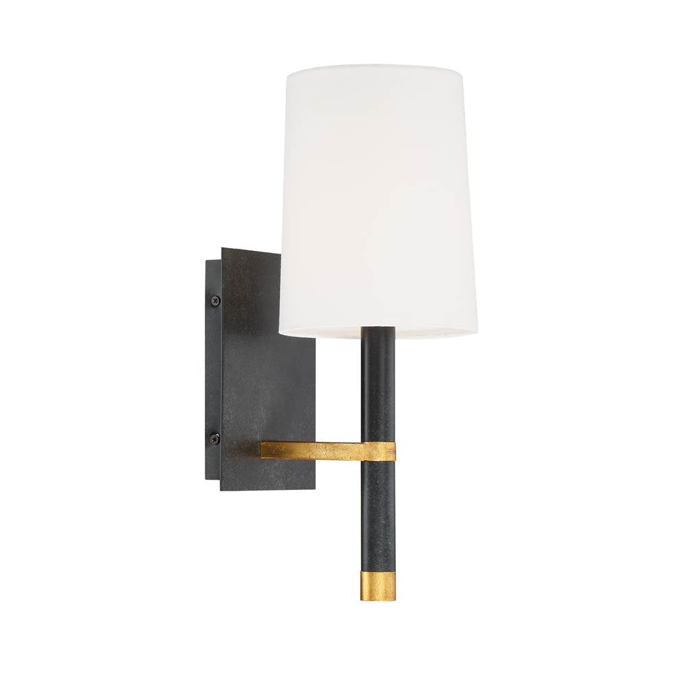 Crystorama WES-9901-BK-GA Black,Antique Gold Weston 1 Light Black  Plus  Antique Gold Wall Mount Image 4