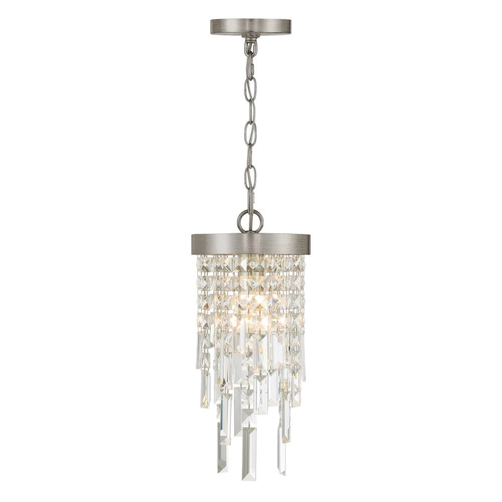 Crystorama WIN-210-SA-CL-MWP Antique Silver Winfield 1 Light Antique Silver Mini Pendant Image 5