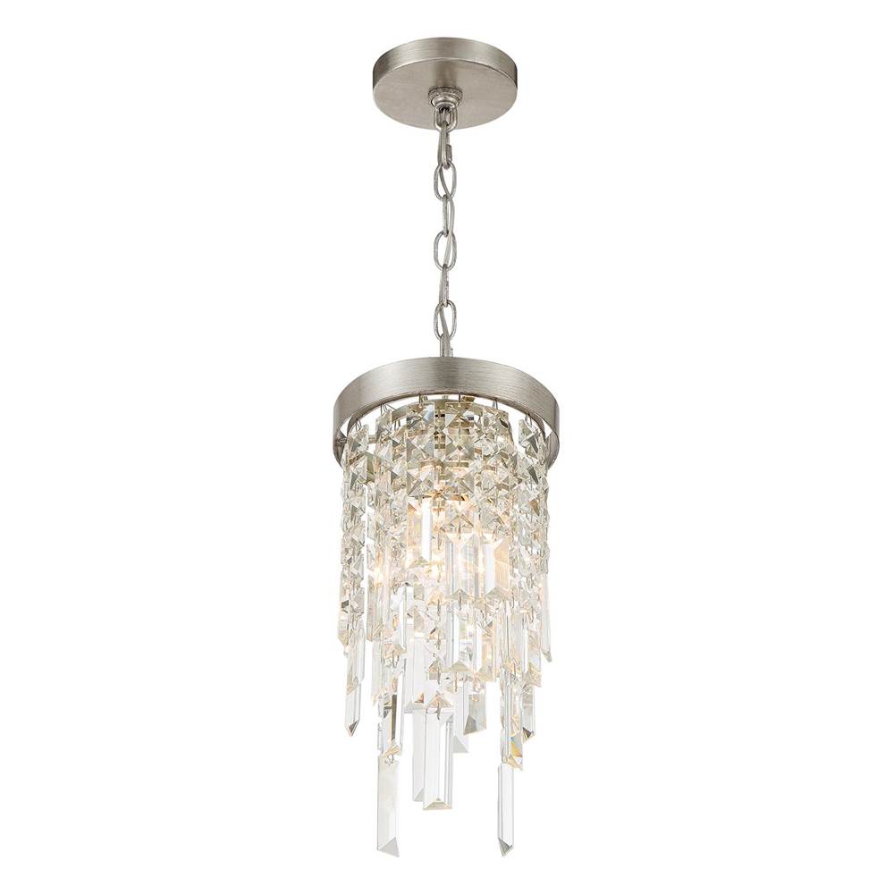Crystorama WIN-210-SA-CL-MWP Antique Silver Winfield 1 Light Antique Silver Mini Pendant Image 4