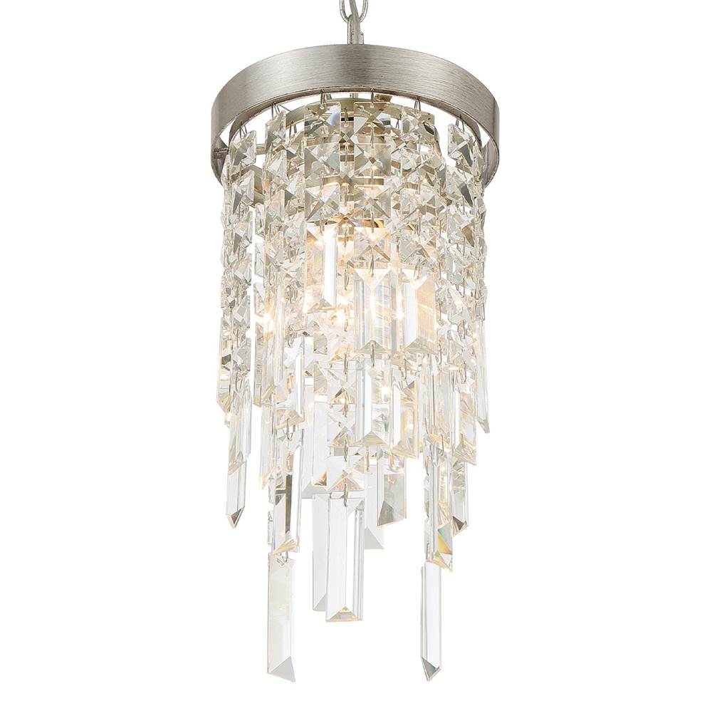 Crystorama WIN-210-SA-CL-MWP Antique Silver Winfield 1 Light Antique Silver Mini Pendant Image 3