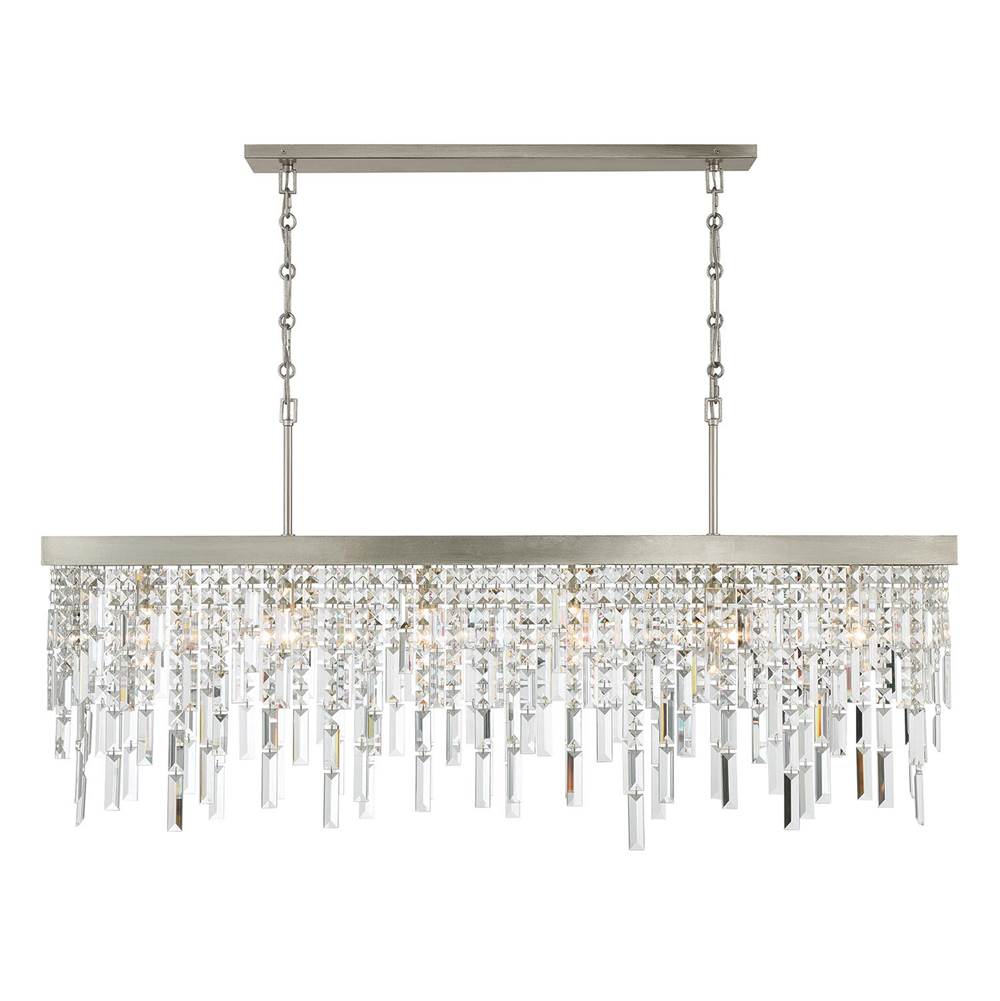 Crystorama WIN-217-SA-CL-MWP Antique Silver Winfield 6 Light Antique Silver Linear Chandelier Image 5