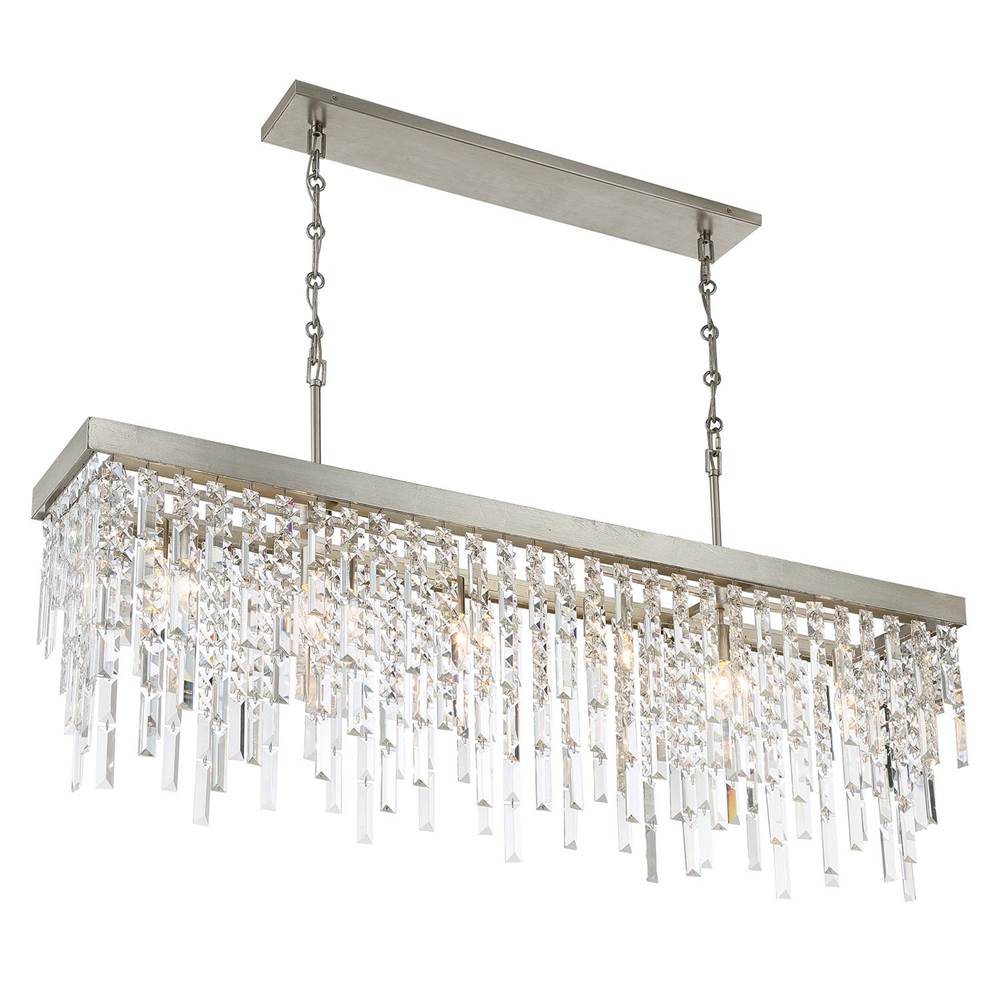 Crystorama WIN-217-SA-CL-MWP Antique Silver Winfield 6 Light Antique Silver Linear Chandelier Image 4