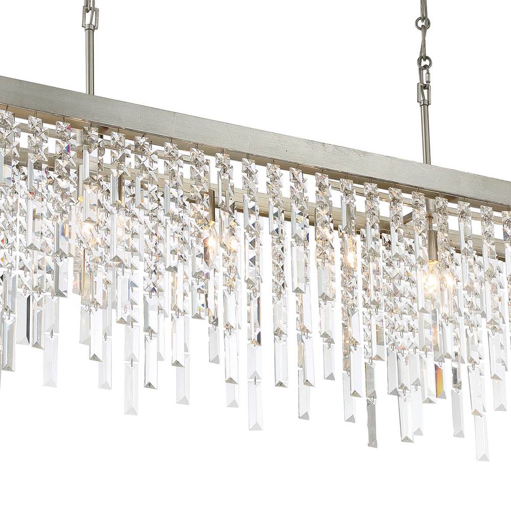 Crystorama WIN-217-SA-CL-MWP Antique Silver Winfield 6 Light Antique Silver Linear Chandelier Image 3