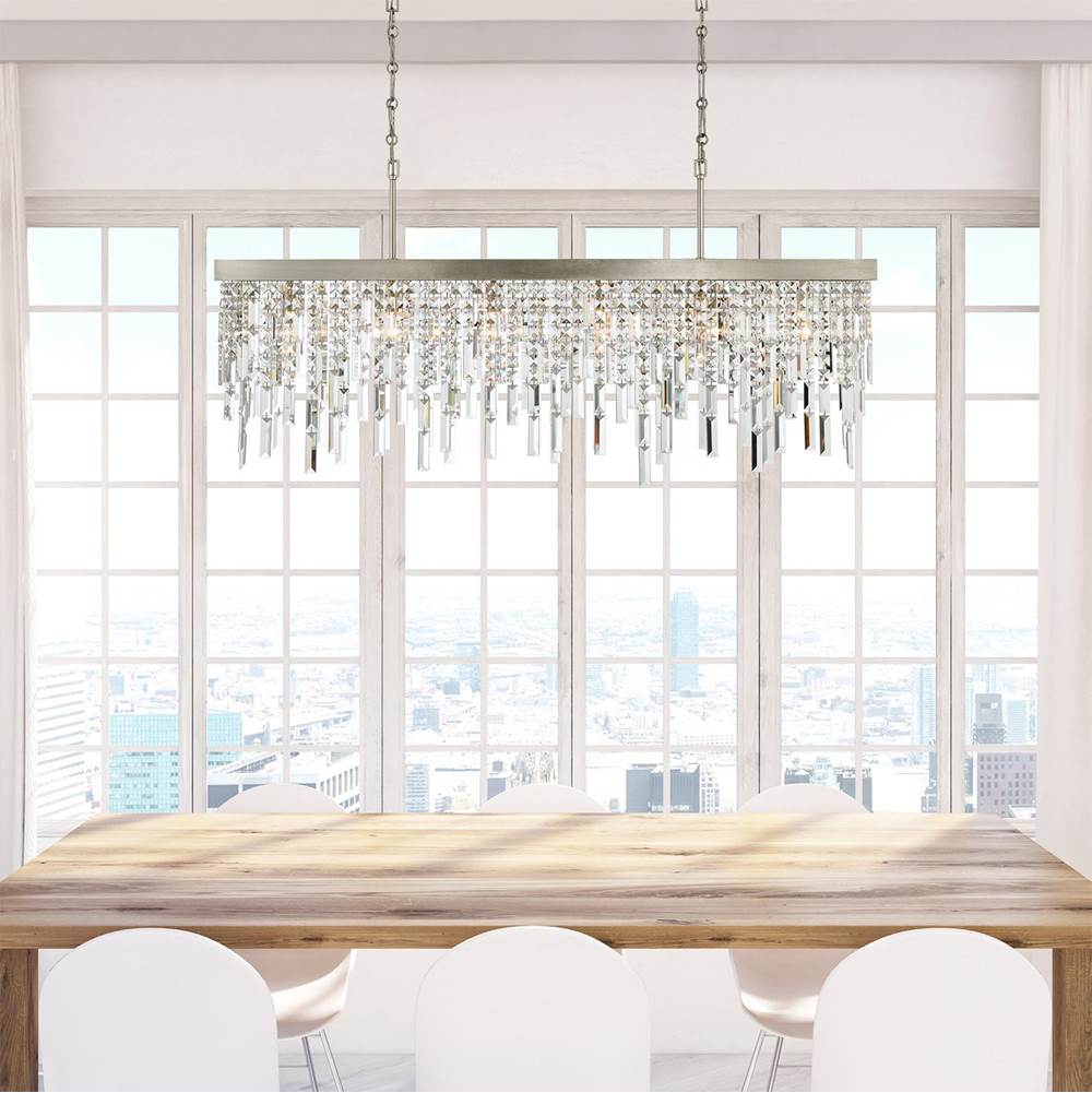Crystorama WIN-217-SA-CL-MWP Antique Silver Winfield 6 Light Antique Silver Linear Chandelier Image 2