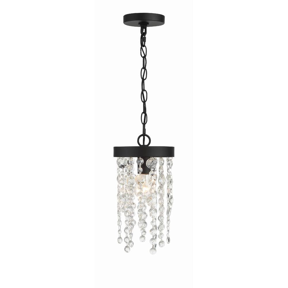 Crystorama WIN-610-BF-CL-MWP Black Forged Winham 1 Light Black Forged Pendant Image 1