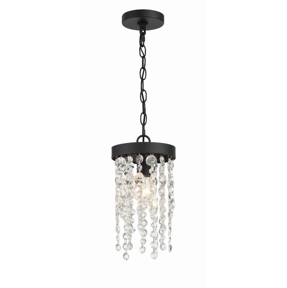 Crystorama WIN-610-BF-CL-MWP Black Forged Winham 1 Light Black Forged Pendant Image 4