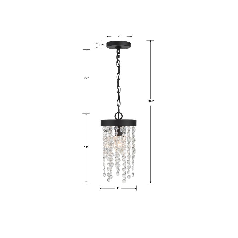 Crystorama WIN-610-BF-CL-MWP Black Forged Winham 1 Light Black Forged Pendant Image 2