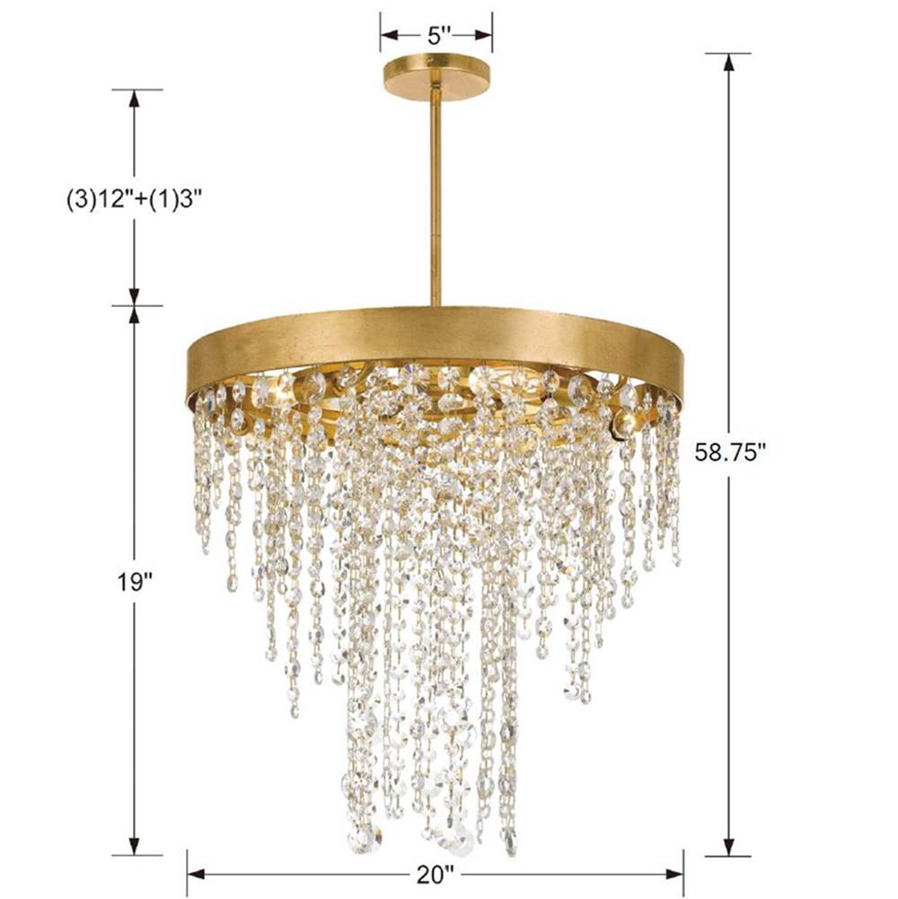 Crystorama Winham 5 Light Antique Gold Crystal Chandelier