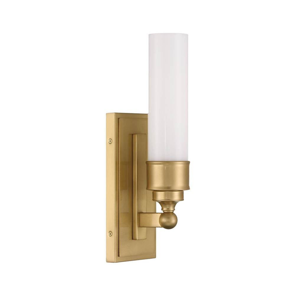 Crystorama Wilcox 1 Light Led Aged Brass Sconce