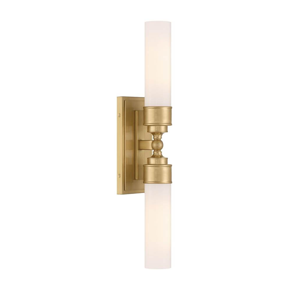 Crystorama WLX-302-AG Aged Brass Wilcox 2 Light Led Aged Brass Sconce Image 1