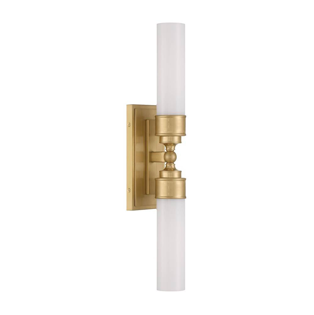 Crystorama Wilcox 2 Light Led Aged Brass Sconce