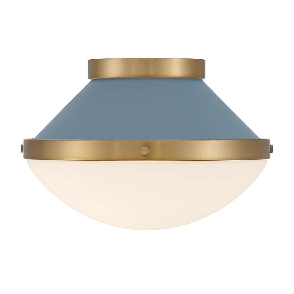 Crystorama XAN-8001-VG-BL Vibrant Gold,Blue Xander 1 Light Vibrant Gold Plus Blue Flush Mount Image 5