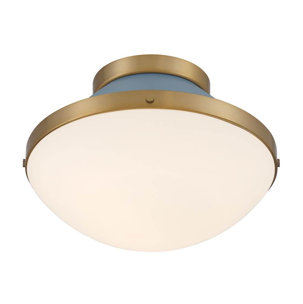 Crystorama XAN-8001-VG-BL Vibrant Gold,Blue Xander 1 Light Vibrant Gold Plus Blue Flush Mount Image 4