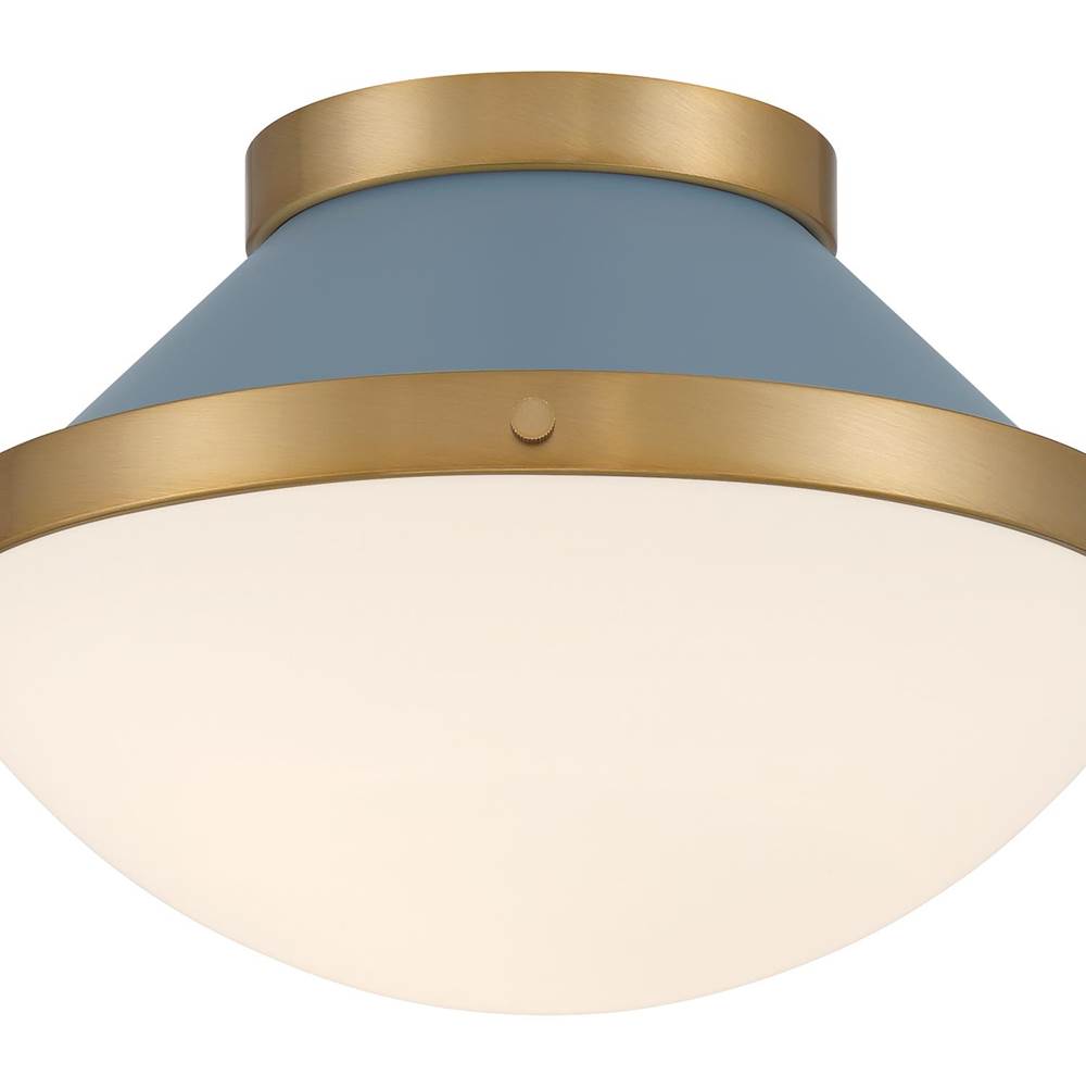 Crystorama XAN-8001-VG-BL Vibrant Gold,Blue Xander 1 Light Vibrant Gold Plus Blue Flush Mount Image 3