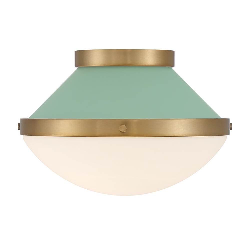 Crystorama XAN-8001-VG-GR Vibrant Gold,Green Xander 1 Light Vibrant Gold Plus Green Flush Mount Image 5