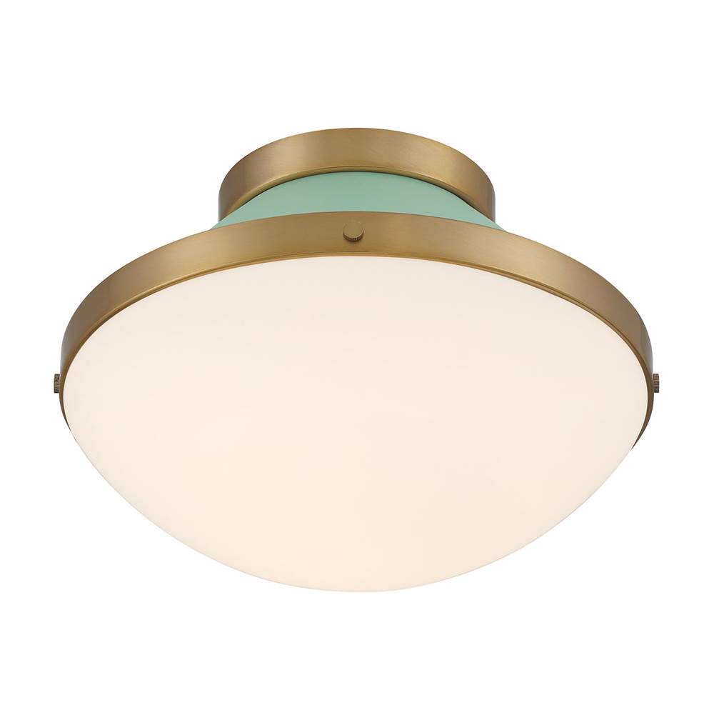 Crystorama XAN-8001-VG-GR Vibrant Gold,Green Xander 1 Light Vibrant Gold Plus Green Flush Mount Image 4