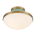 Crystorama XAN-8001-VG-GR Vibrant Gold,Green Xander 1 Light Vibrant Gold Plus Green Flush Mount Image 4