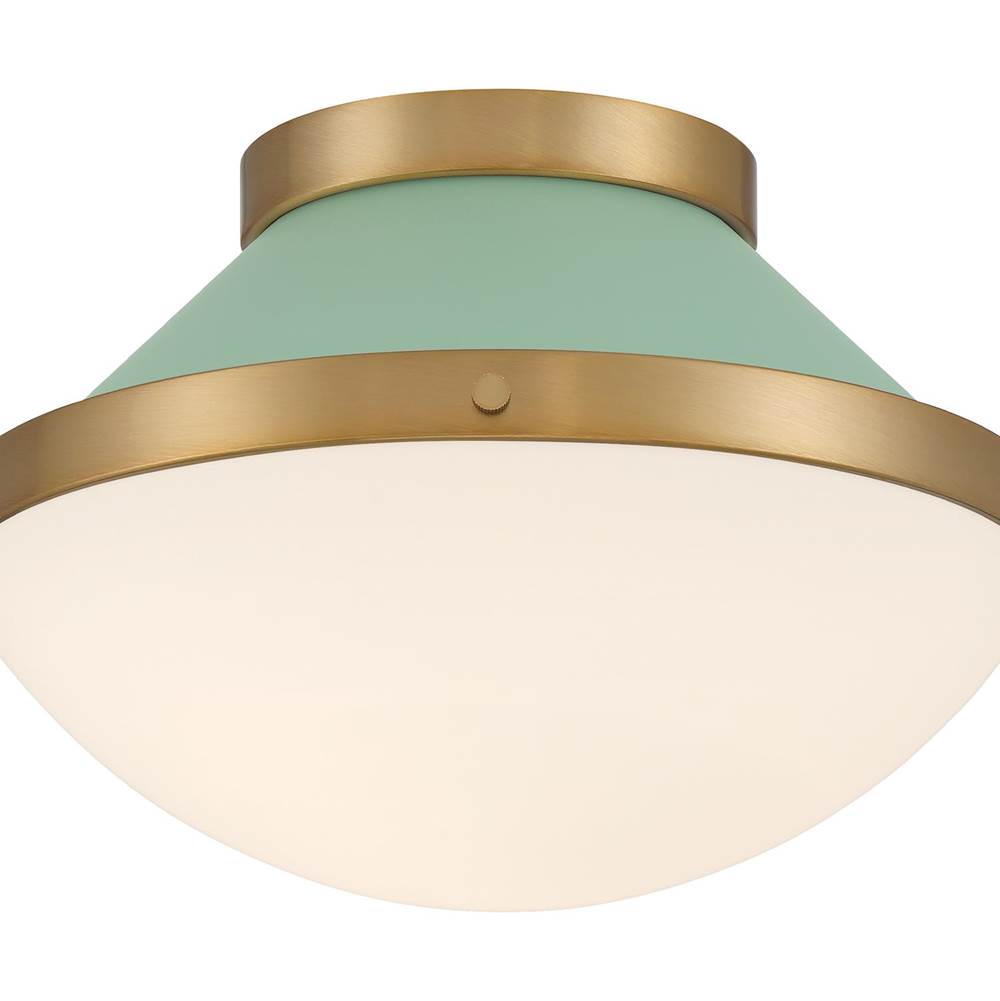 Crystorama XAN-8001-VG-GR Vibrant Gold,Green Xander 1 Light Vibrant Gold Plus Green Flush Mount Image 3