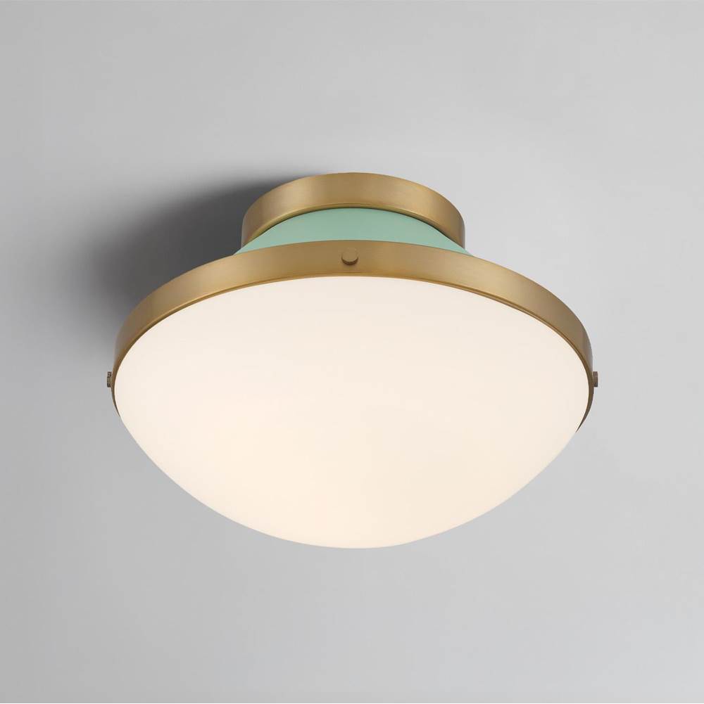 Crystorama XAN-8001-VG-GR Vibrant Gold,Green Xander 1 Light Vibrant Gold Plus Green Flush Mount Image 2