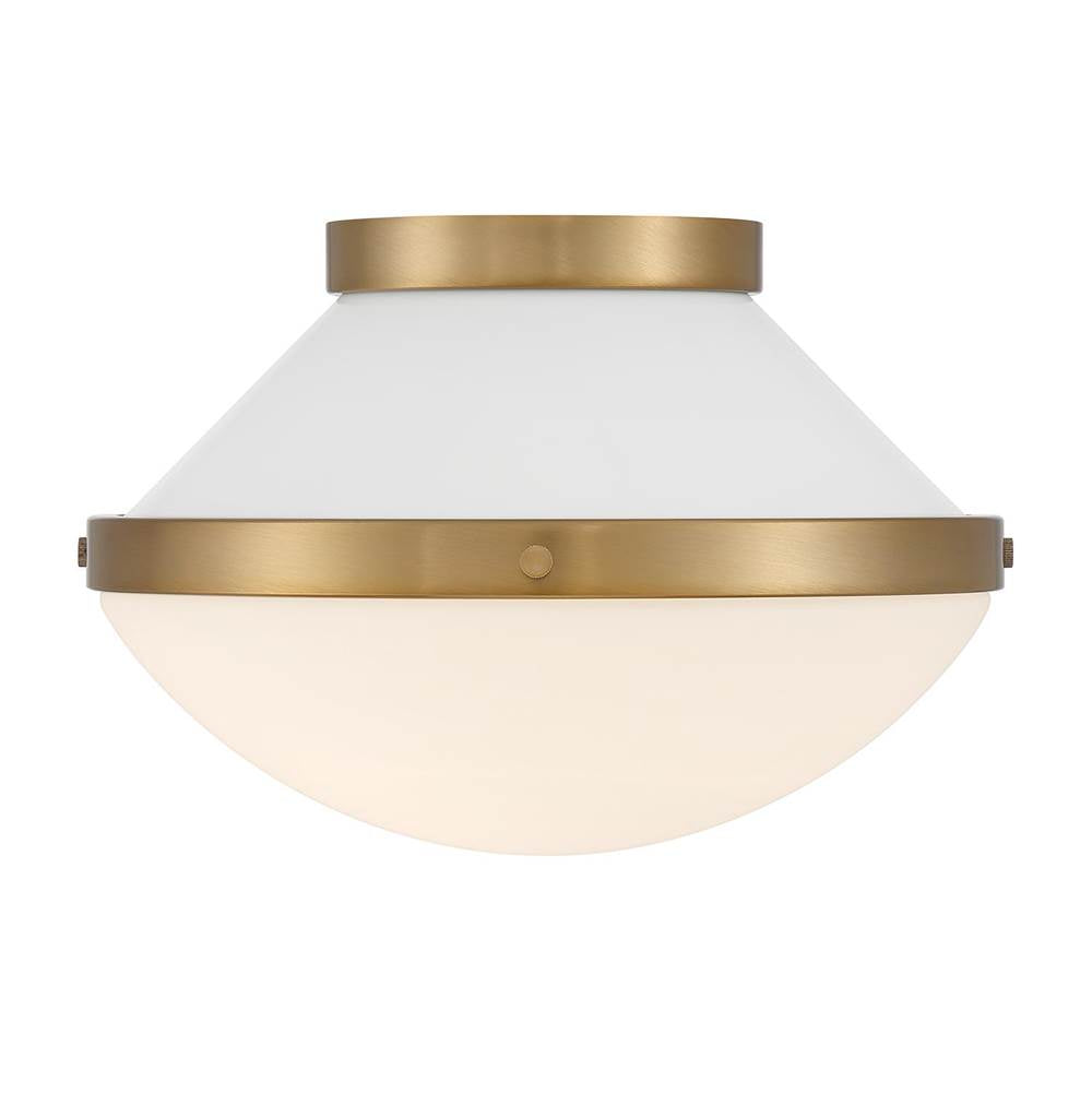 Crystorama XAN-8001-VG-WH Vibrant Gold, White Xander 1 Light Vibrant Gold Plus White Flush Mount Image 5