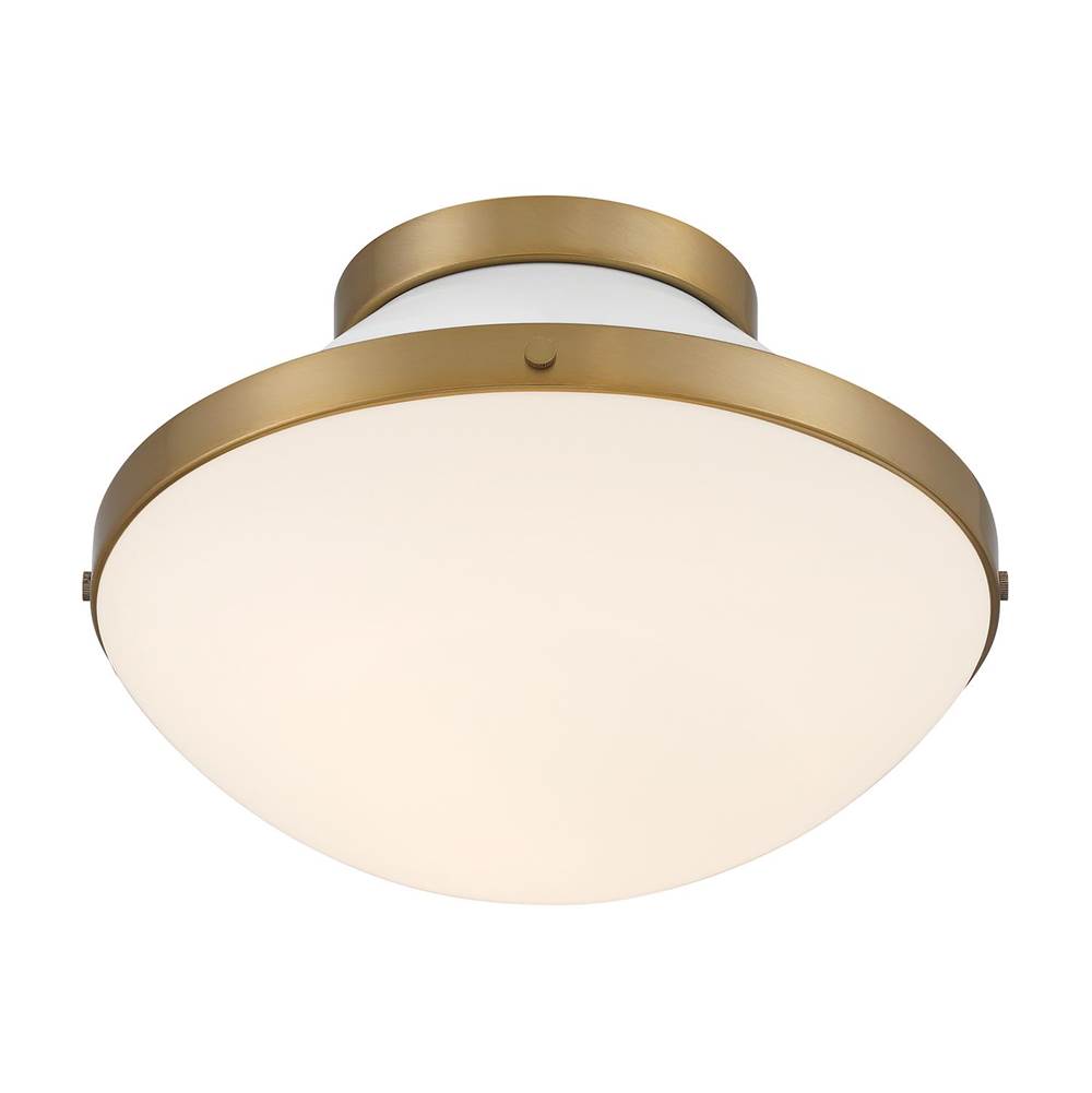 Crystorama XAN-8001-VG-WH Vibrant Gold, White Xander 1 Light Vibrant Gold Plus White Flush Mount Image 4