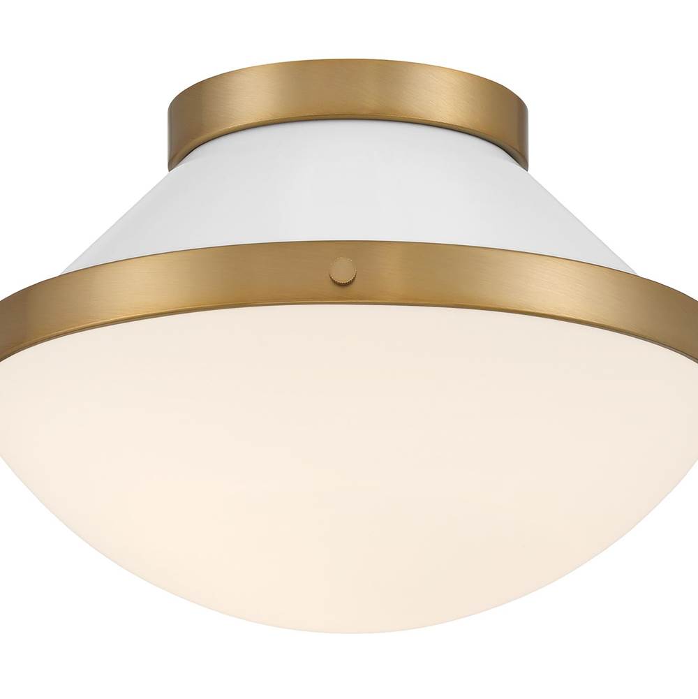 Crystorama XAN-8001-VG-WH Vibrant Gold, White Xander 1 Light Vibrant Gold Plus White Flush Mount Image 3