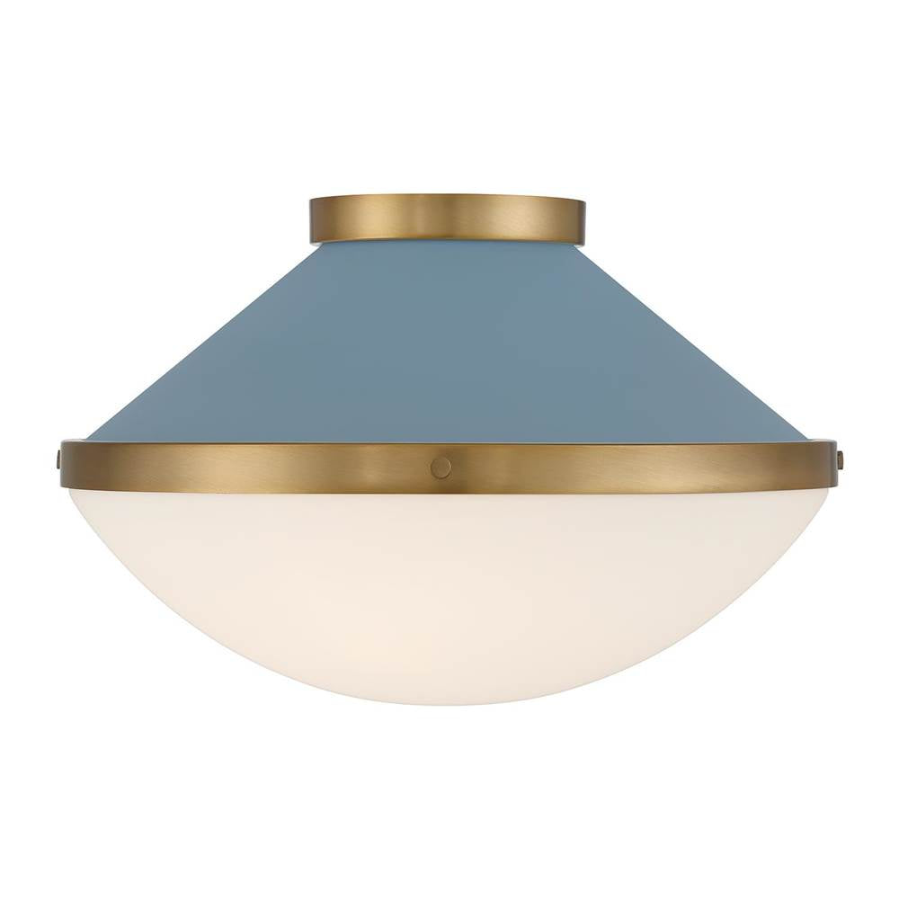 Crystorama XAN-8002-VG-BL Vibrant Gold,Blue Xander 2 Light Vibrant Gold Plus Blue Flush Mount Image 5