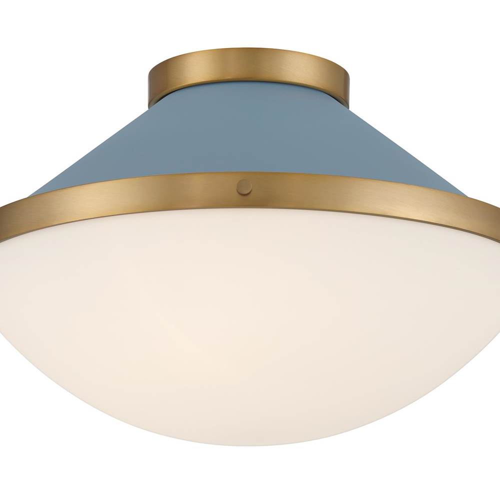 Crystorama XAN-8002-VG-BL Vibrant Gold,Blue Xander 2 Light Vibrant Gold Plus Blue Flush Mount Image 3