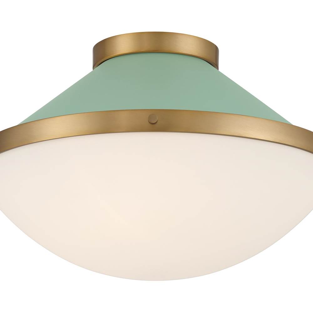 Crystorama XAN-8002-VG-GR Vibrant Gold,Green Xander 2 Light Vibrant Gold Plus Green Flush Mount Image 3