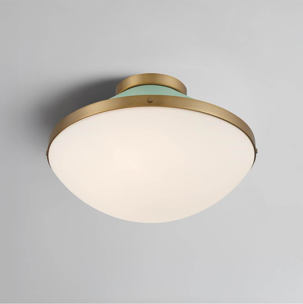 Crystorama XAN-8002-VG-GR Vibrant Gold,Green Xander 2 Light Vibrant Gold Plus Green Flush Mount Image 2