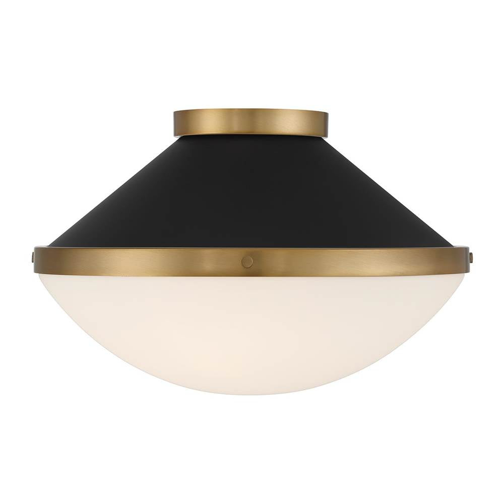 Crystorama XAN-8002-VG-MK Vibrant Gold,Matte Black Xander 2 Light Vibrant Gold Plus Matte Black Flush Mount Image 5
