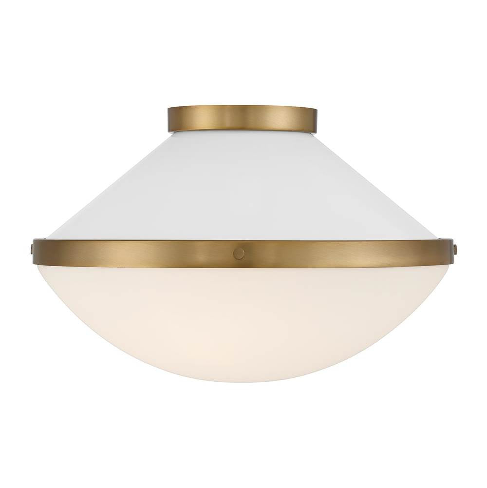 Crystorama XAN-8002-VG-WH Vibrant Gold, White Xander 2 Light Vibrant Gold Plus White Flush Mount Image 5