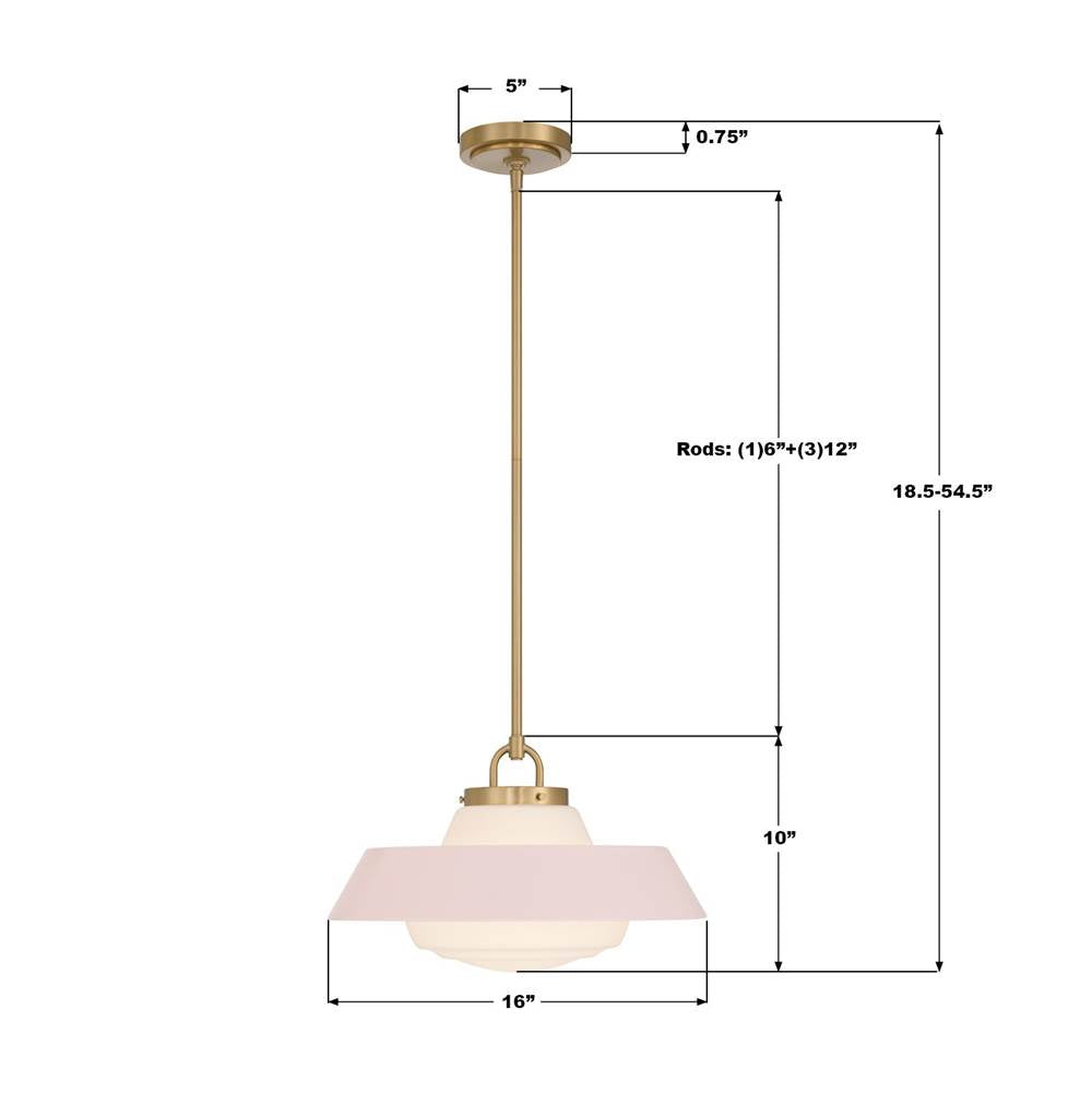 Crystorama XAN-8006-VG-BH Vibrant Gold Xander 16'' Vibrant Gold And Blush Pendant Image 2