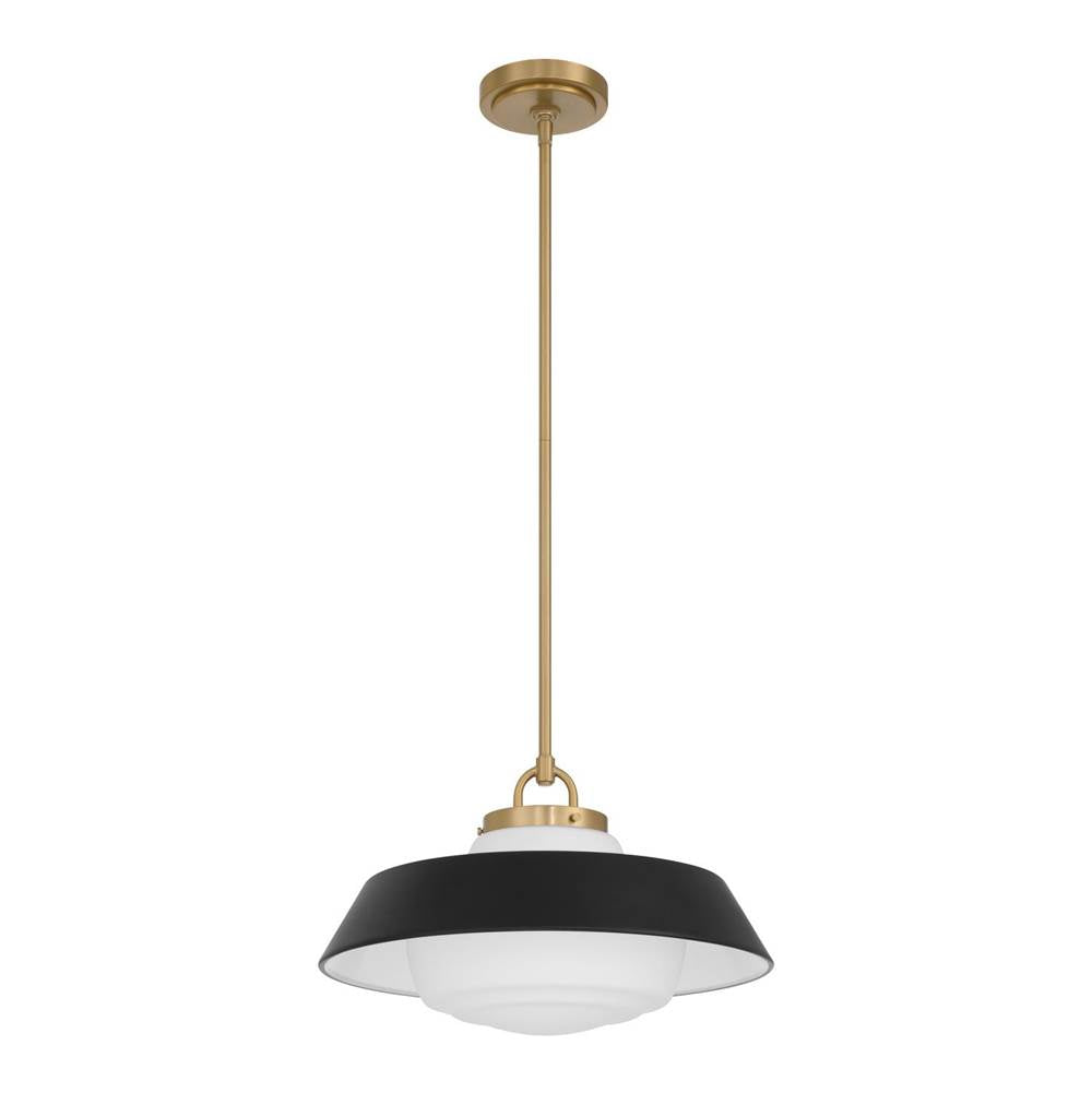Crystorama Xander 16'' Vibrant Gold And Matte Black Pendant